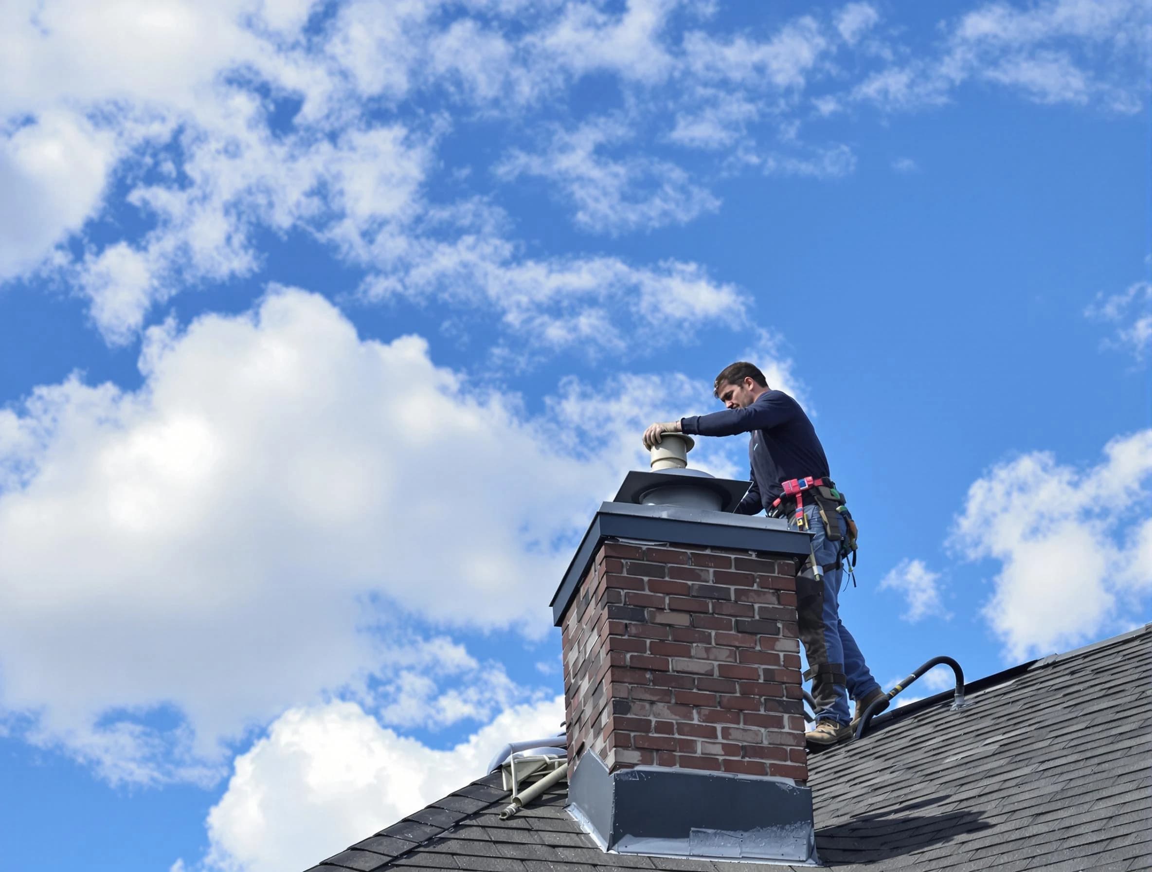 Glendale Chimney Sweep installing a sturdy chimney cap in Glendale, AZ