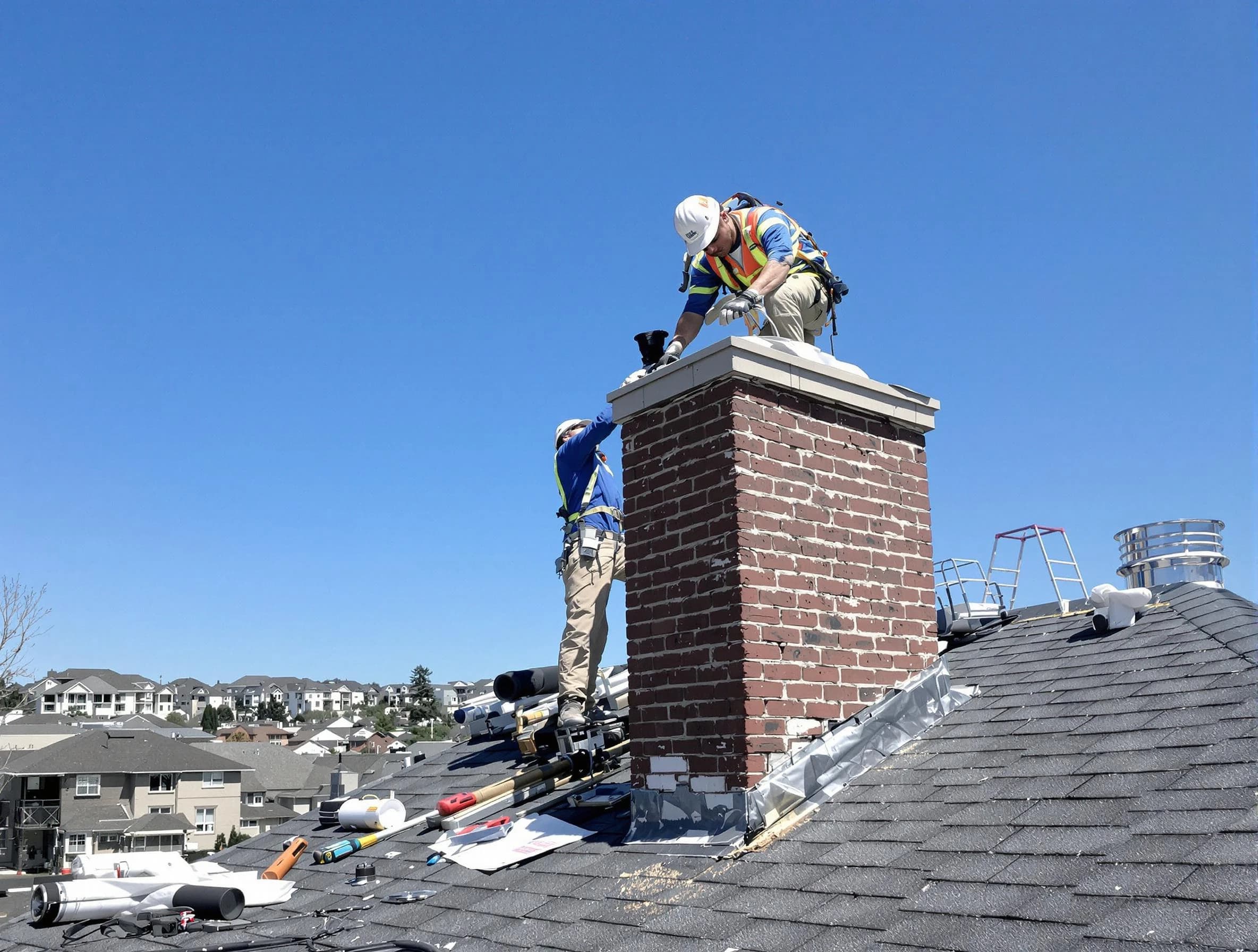 Glendale Chimney Sweep repairing a chimney crown in Glendale, AZ