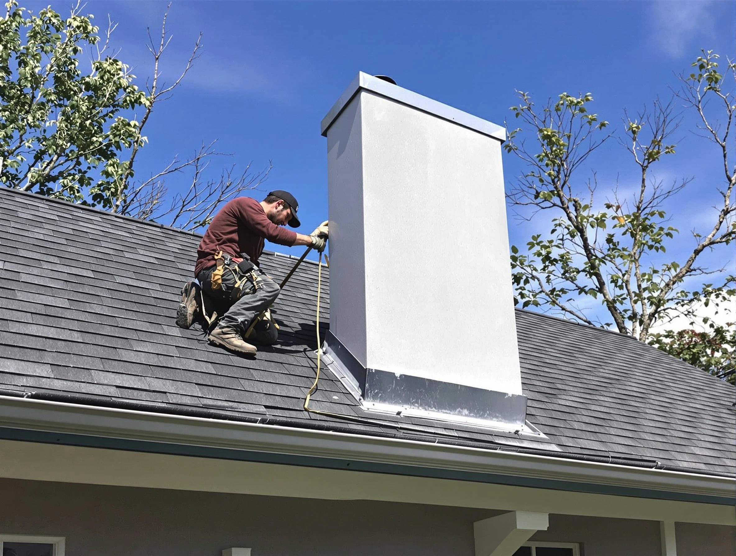 Glendale Chimney Sweep team member finishing chimney construction in Glendale, AZ