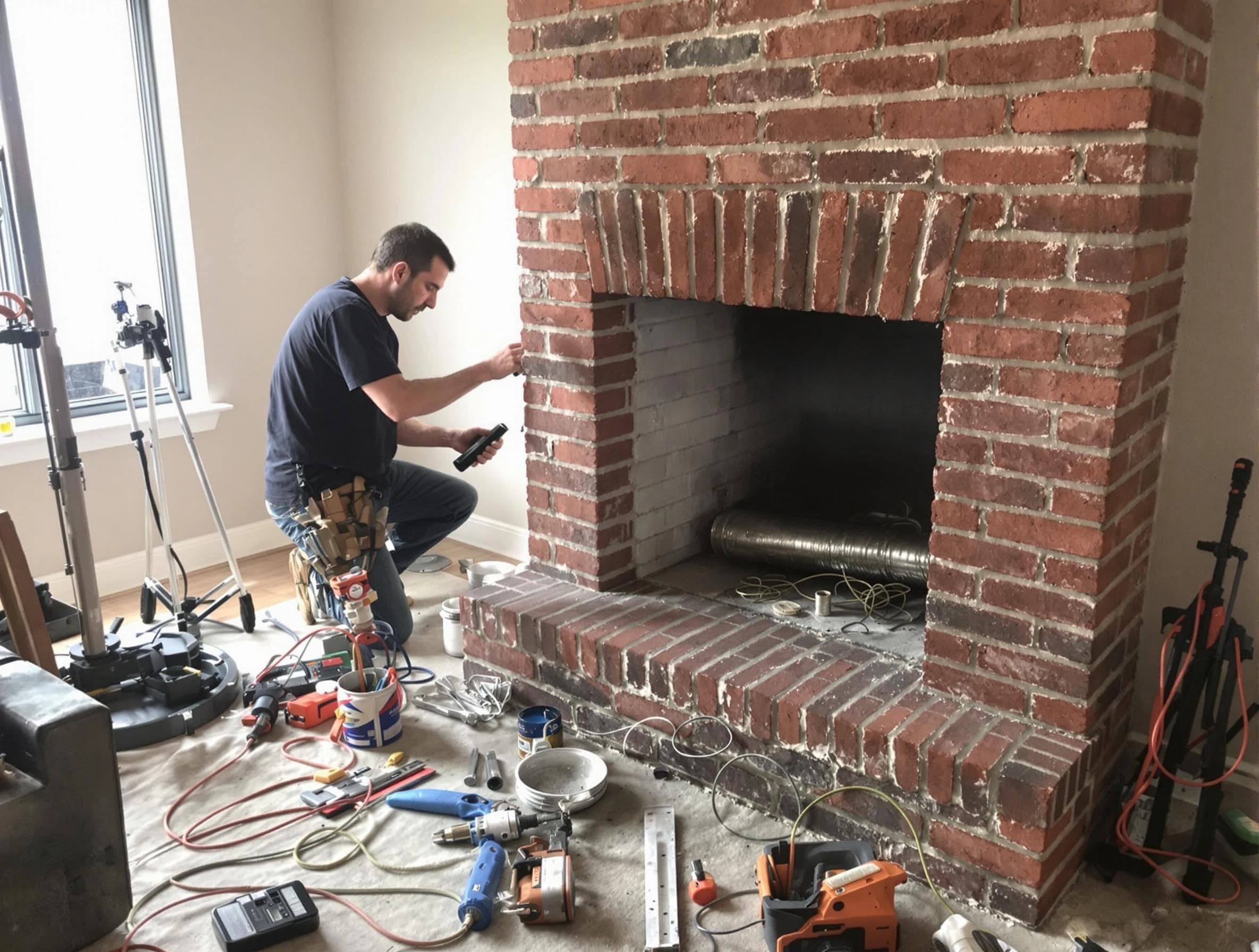Glendale Chimney Sweep specialist finalizing chimney liner service in Glendale, AZ