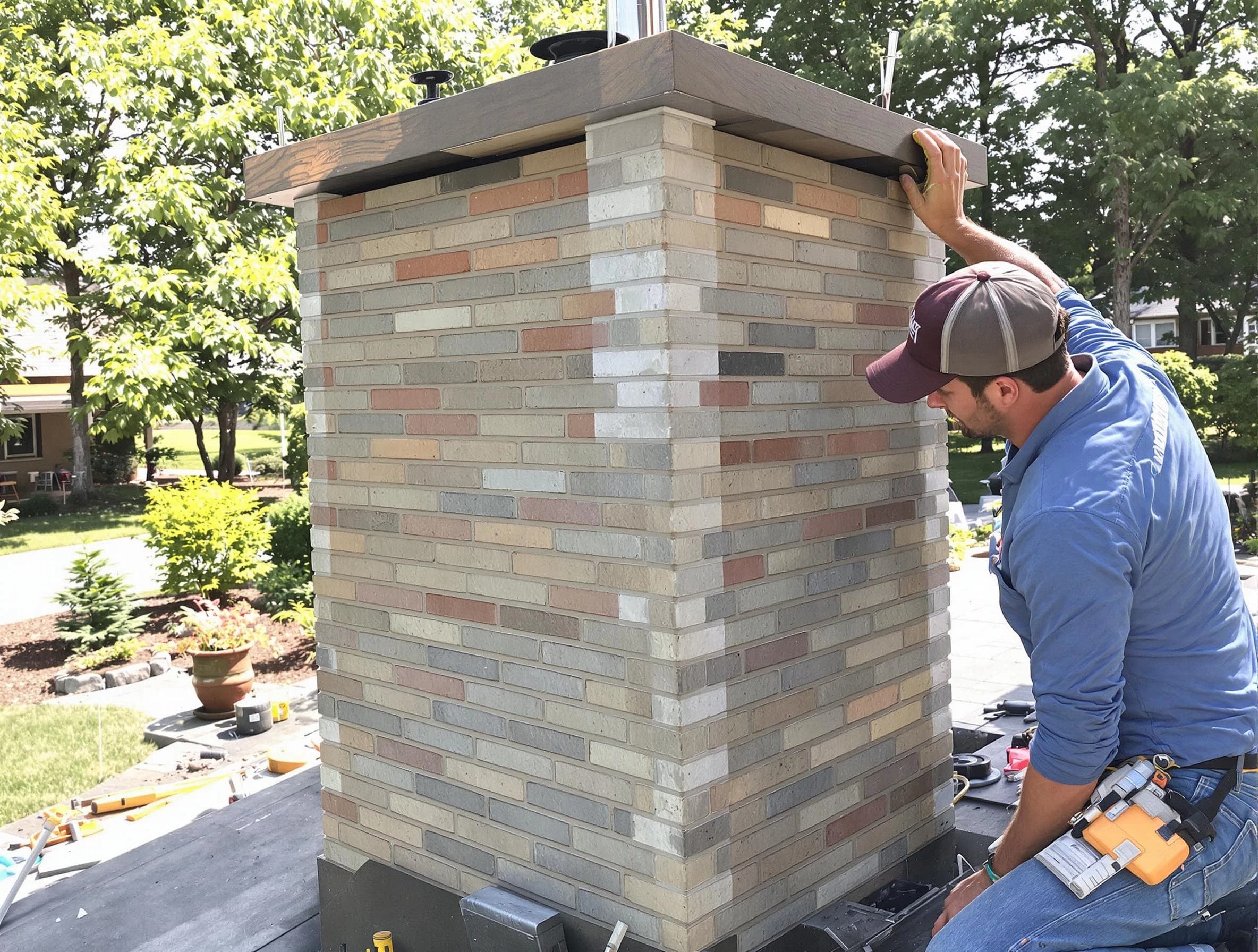 Glendale Chimney Sweep completing a modern chimney remodel in Glendale, AZ