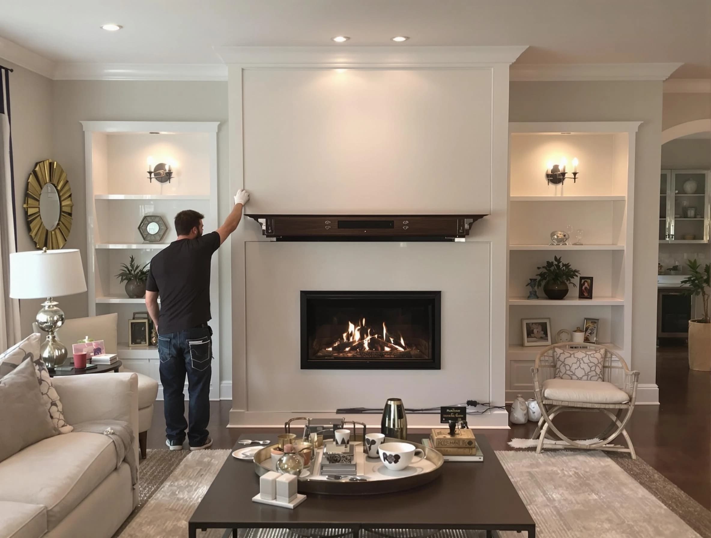 Glendale Chimney Sweep installing a new fireplace in Glendale, AZ