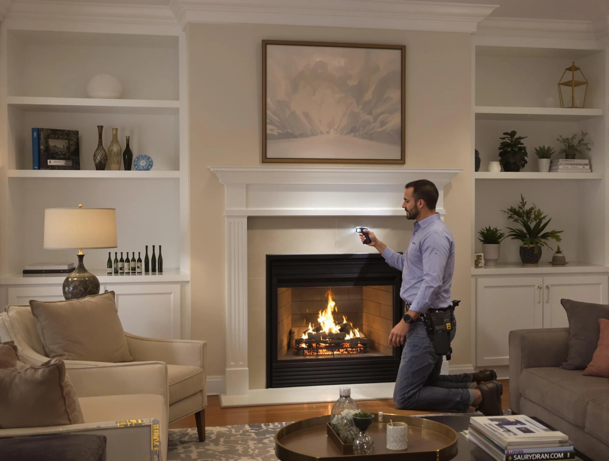 Glendale Chimney Sweep conducting a fireplace safety inspection in Glendale, AZ