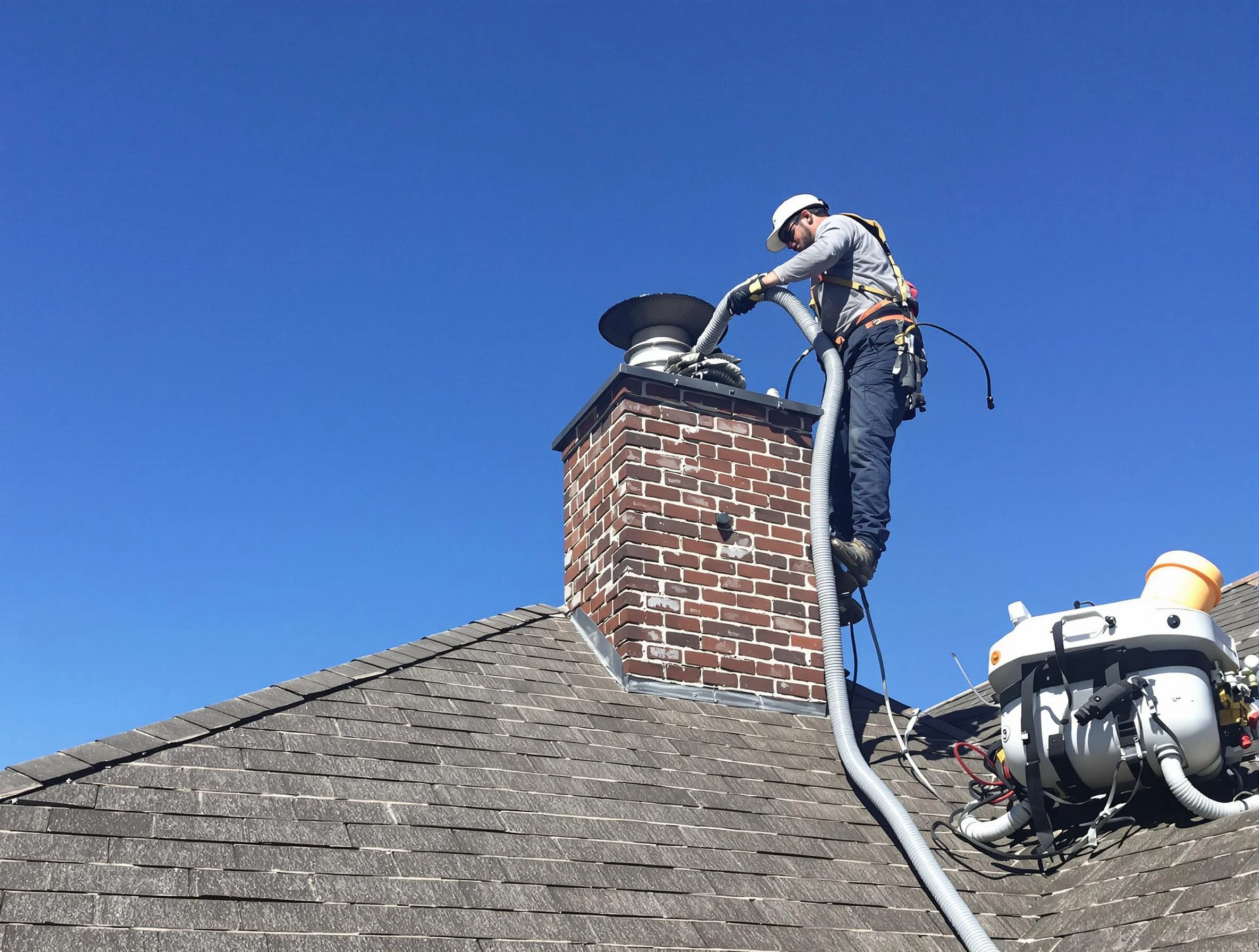 Dedicated Glendale Chimney Sweep team member cleaning a chimney in Glendale, AZ