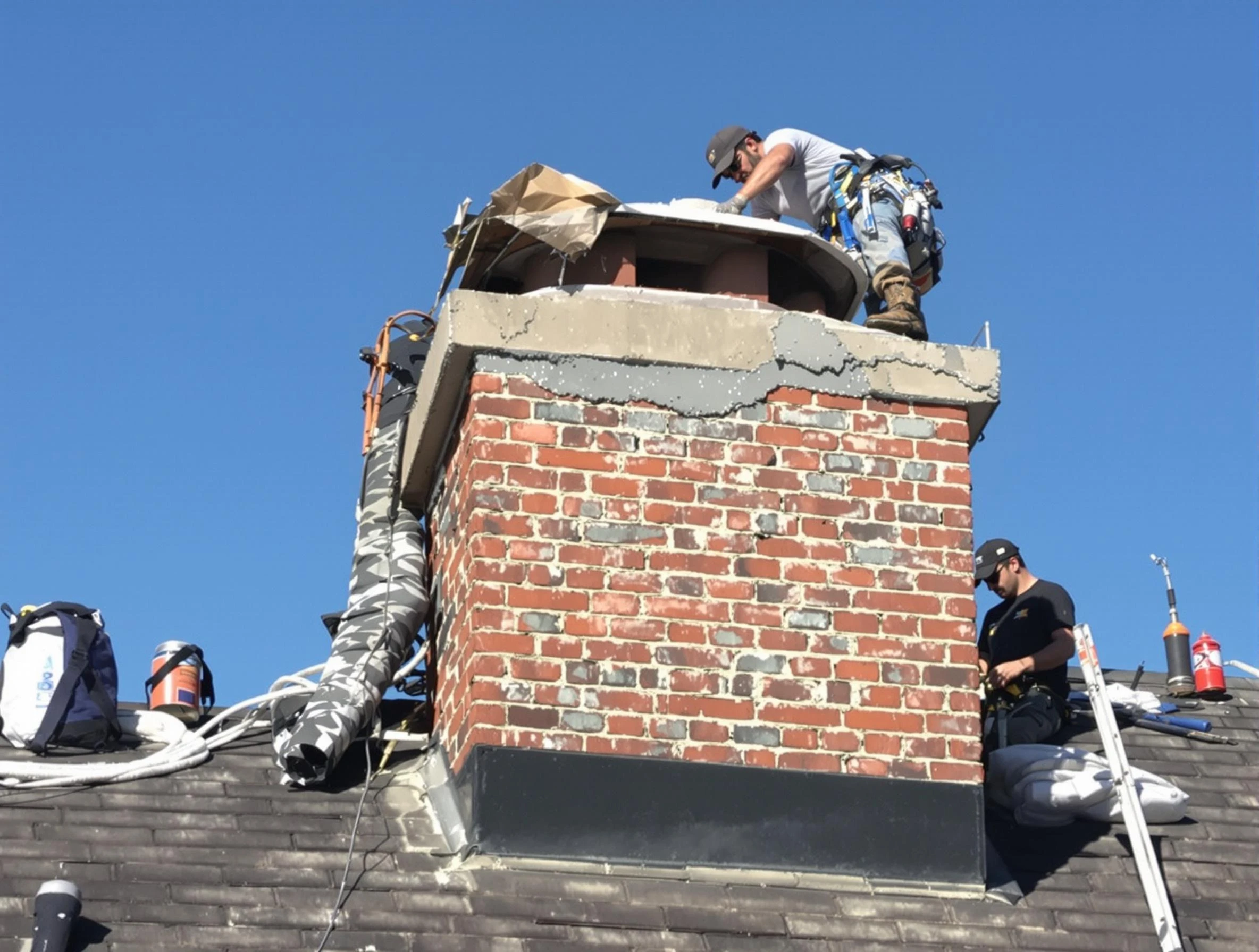 Glendale Chimney Sweep installing a custom chimney crown in Glendale, AZ