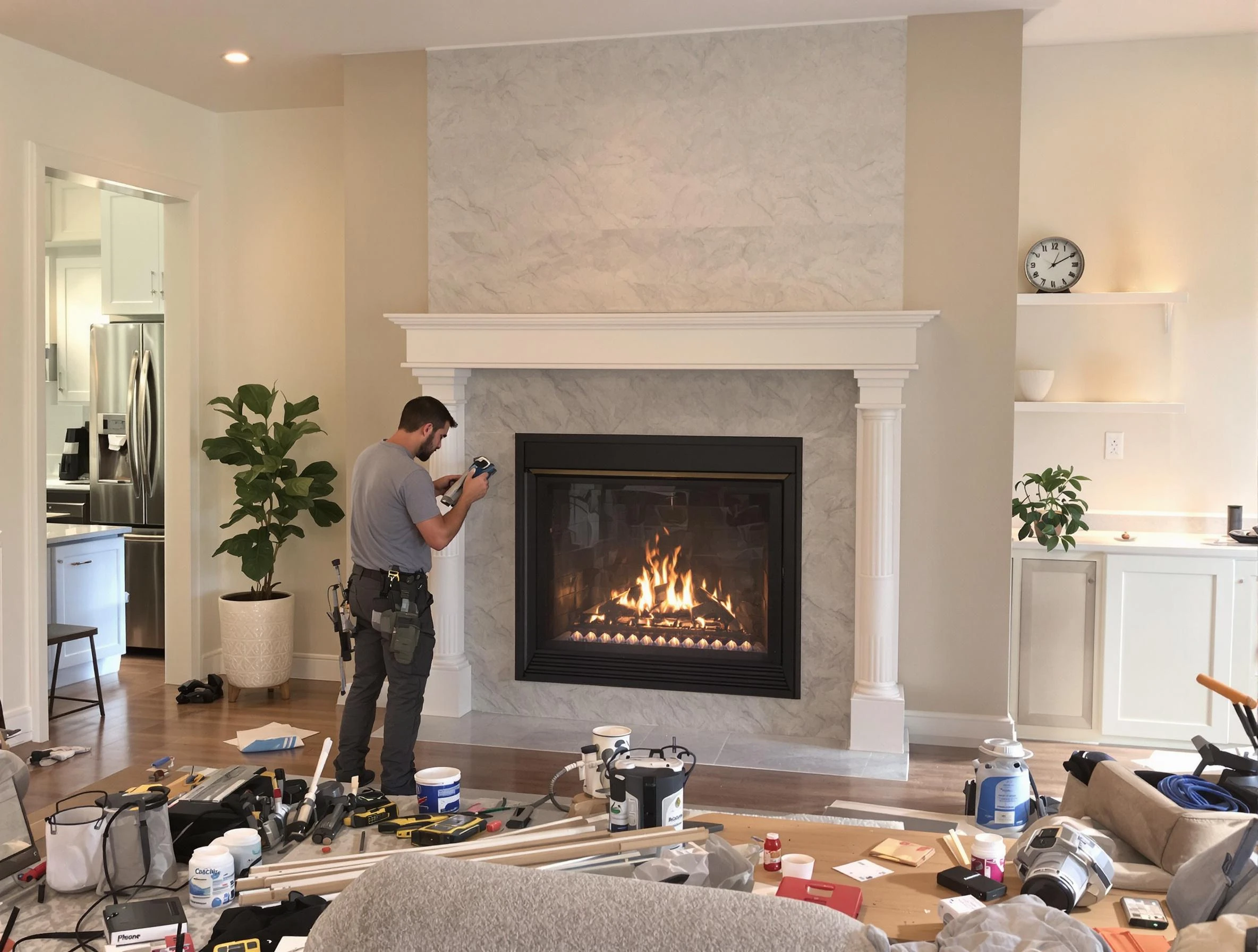Newly installed fireplace by Glendale Chimney Sweep in Glendale, AZ